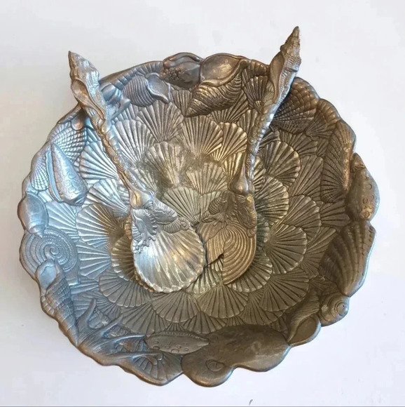 Arthur Court Other - Arthur Court Large Aluminum Salad bowl With Utensils 14"